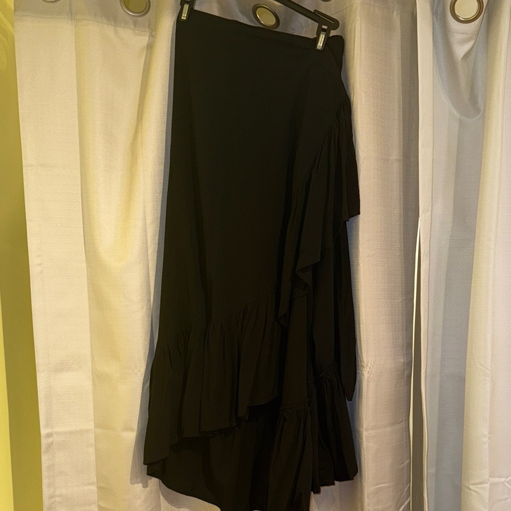 Chic Black Asymmetrical Wrap Skirt
